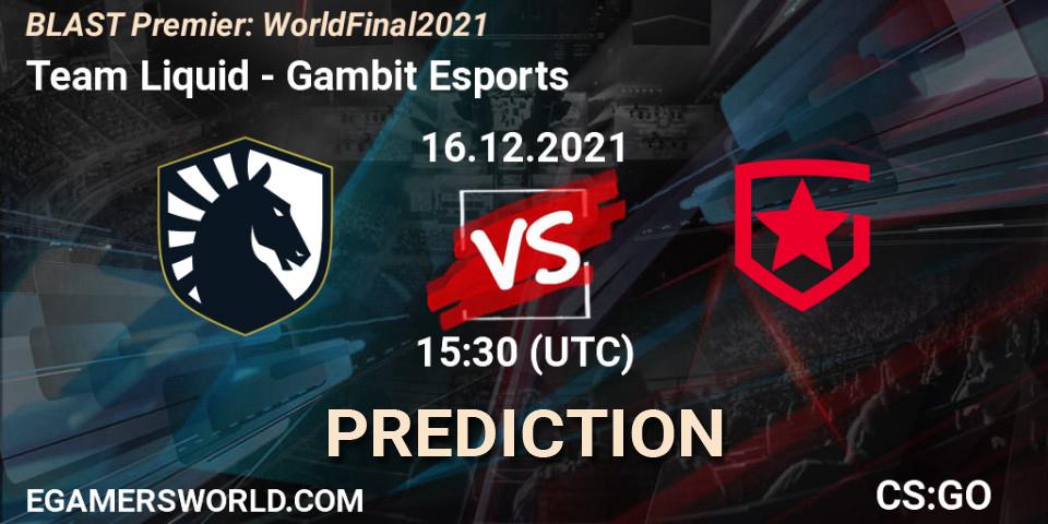 Prognoza Team Liquid - Gambit Esports. 16.12.21, CS2 (CS:GO), BLAST Premier: World Final 2021