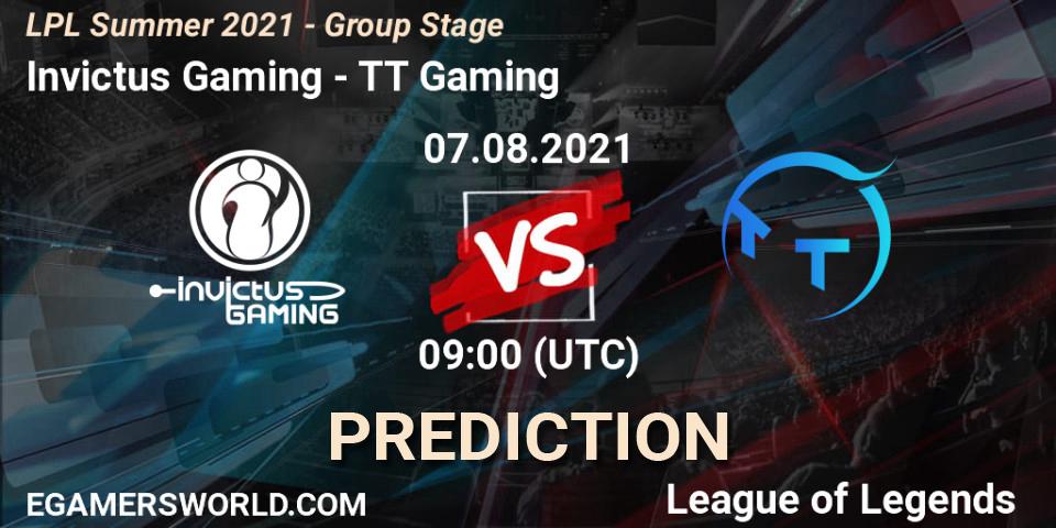 Prognoza Invictus Gaming - TT Gaming. 07.08.2021 at 09:00, LoL, LPL Summer 2021 - Group Stage