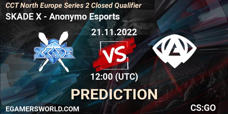 Prognoza SKADE X - Anonymo Esports. 21.11.2022 at 12:00, Counter-Strike (CS2), CCT North Europe Series 2 Closed Qualifier