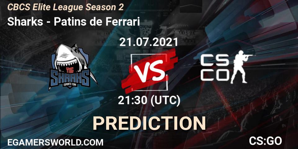 Prognoza Sharks - Patins de Ferrari. 21.07.2021 at 21:30, Counter-Strike (CS2), CBCS Elite League Season 2