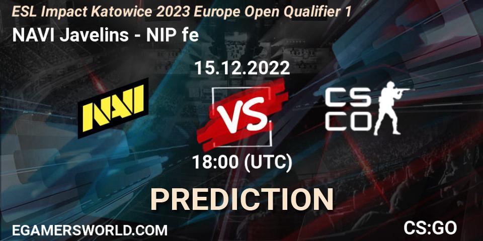 Prognoza NAVI Javelins - NIP Female. 15.12.2022 at 18:00, Counter-Strike (CS2), ESL Impact Katowice 2023 Europe Open Qualifier 1