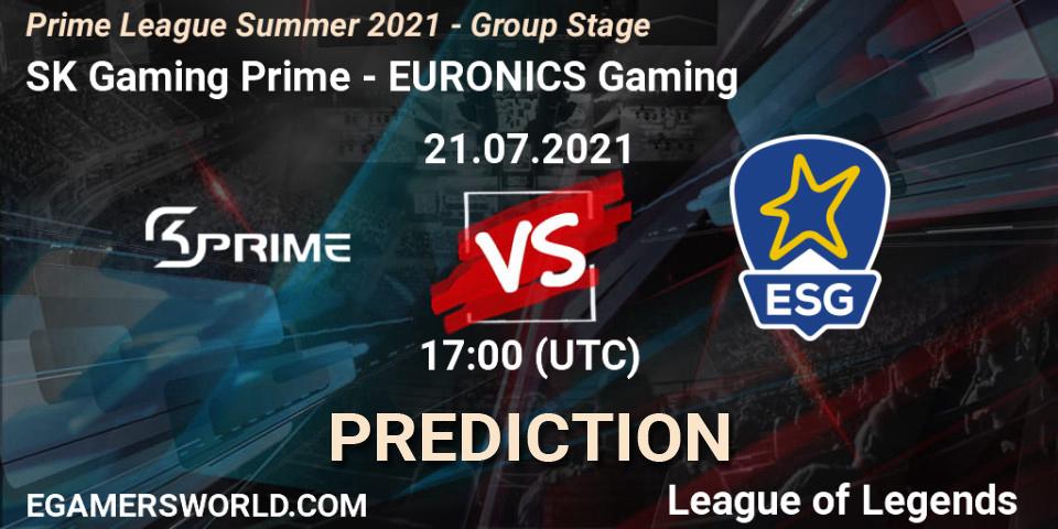 Prognoza SK Gaming Prime - EURONICS Gaming. 21.07.21, LoL, Prime League Summer 2021 - Group Stage