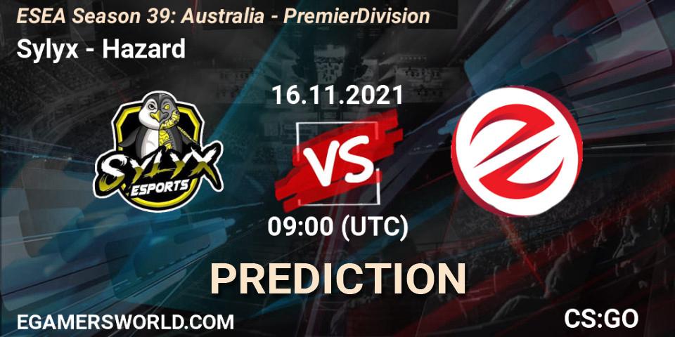 Prognoza Sylyx - Hazard. 16.11.2021 at 09:00, Counter-Strike (CS2), ESEA Season 39: Australia - Premier Division