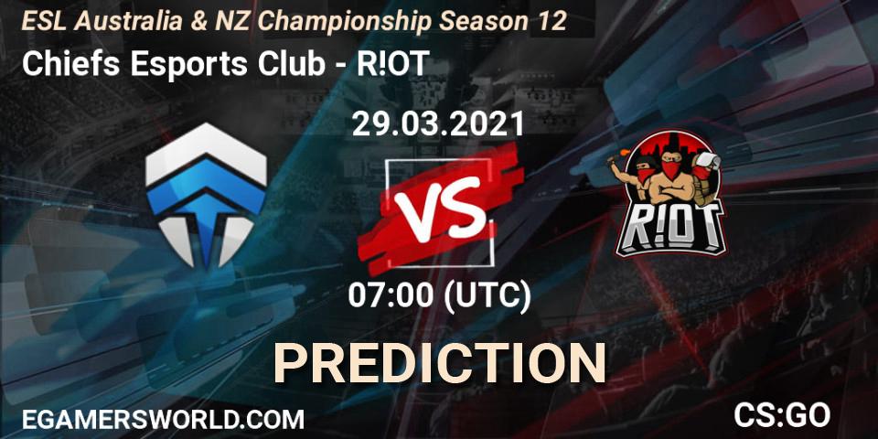 Prognoza Chiefs Esports Club - R!OT. 29.03.2021 at 07:00, Counter-Strike (CS2), ESL Australia & NZ Championship Season 12