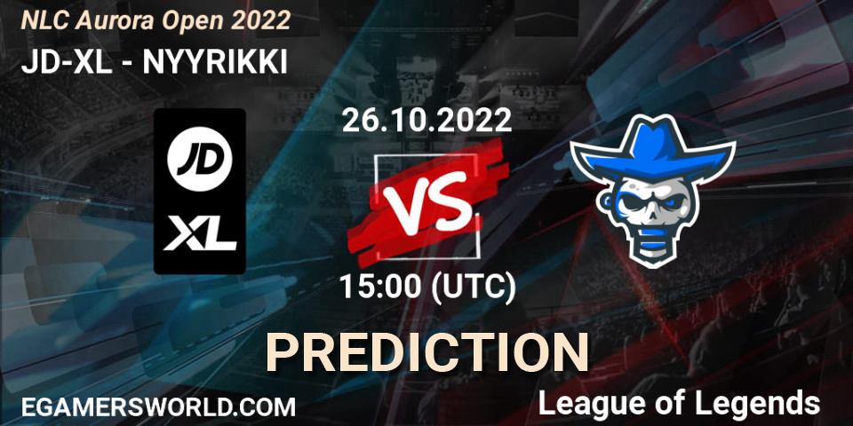 Prognoza JD-XL - NYYRIKKI. 26.10.2022 at 16:00, LoL, NLC Aurora Open 2022