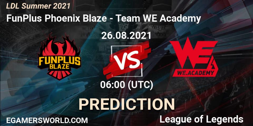 Prognoza FunPlus Phoenix Blaze - Team WE Academy. 26.08.2021 at 06:00, LoL, LDL Summer 2021