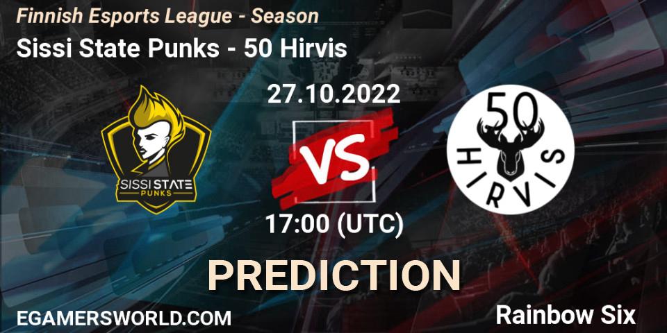 Prognoza Sissi State Punks - 50 Hirvis. 27.10.2022 at 17:00, Rainbow Six, Finnish Esports League - Season 