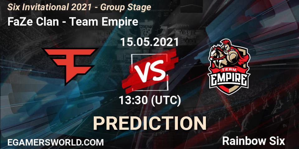 Prognoza FaZe Clan - Team Empire. 15.05.2021 at 13:30, Rainbow Six, Six Invitational 2021 - Group Stage