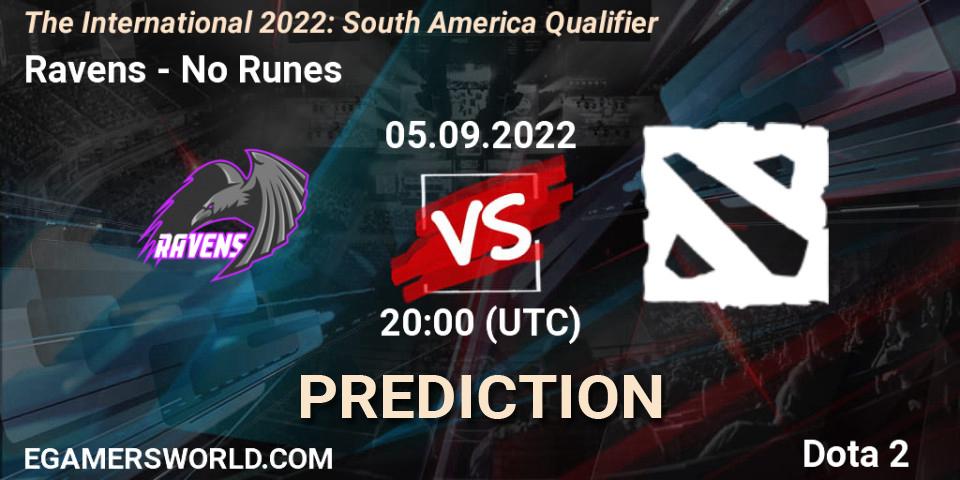 Prognoza Ravens - No Runes. 05.09.2022 at 19:22, Dota 2, The International 2022: South America Qualifier