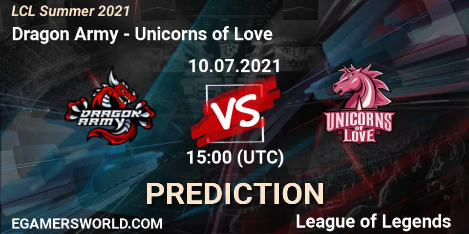 Prognoza Dragon Army - Unicorns of Love. 10.07.2021 at 15:00, LoL, LCL Summer 2021