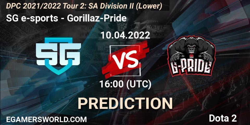 Prognoza SG e-sports - Gorillaz-Pride. 10.04.22, Dota 2, DPC 2021/2022 Tour 2: SA Division II (Lower)