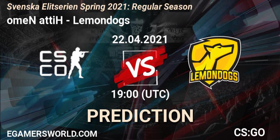Prognoza omeN attiH - Lemondogs. 22.04.2021 at 19:00, Counter-Strike (CS2), Svenska Elitserien Spring 2021: Regular Season