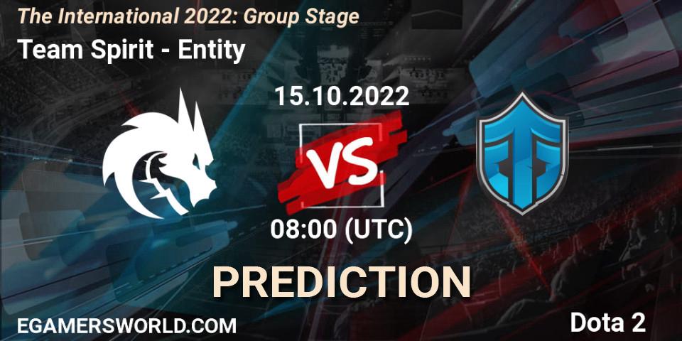 Prognoza Team Spirit - Entity. 15.10.2022 at 08:55, Dota 2, The International 2022: Group Stage