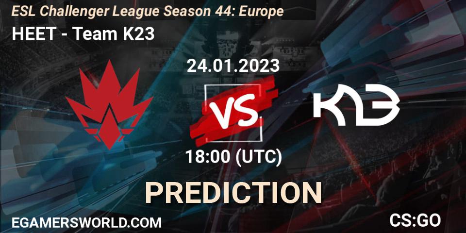 Prognoza HEET - Team K23. 24.01.2023 at 18:00, Counter-Strike (CS2), ESL Challenger League Season 44: Europe