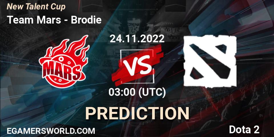 Prognoza Team Mars - Brodie. 24.11.2022 at 03:00, Dota 2, New Talent Cup