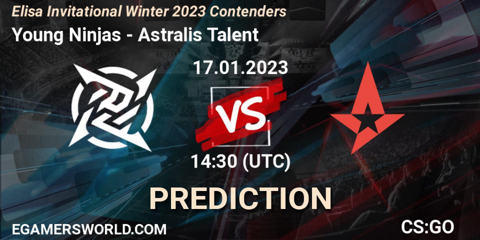 Prognoza Young Ninjas - Astralis Talent. 17.01.2023 at 14:30, Counter-Strike (CS2), Elisa Invitational Winter 2023 Contenders