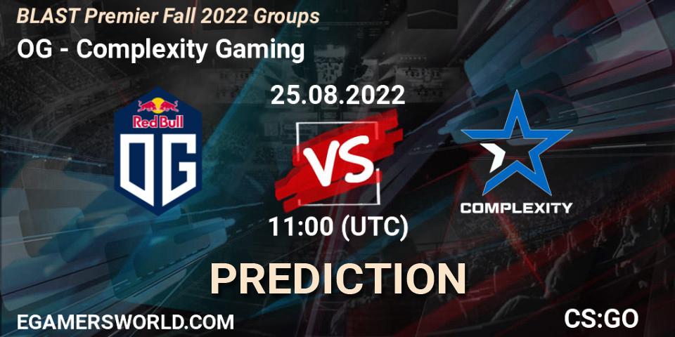 Prognoza OG - Complexity Gaming. 25.08.2022 at 11:00, Counter-Strike (CS2), BLAST Premier Fall 2022 Groups