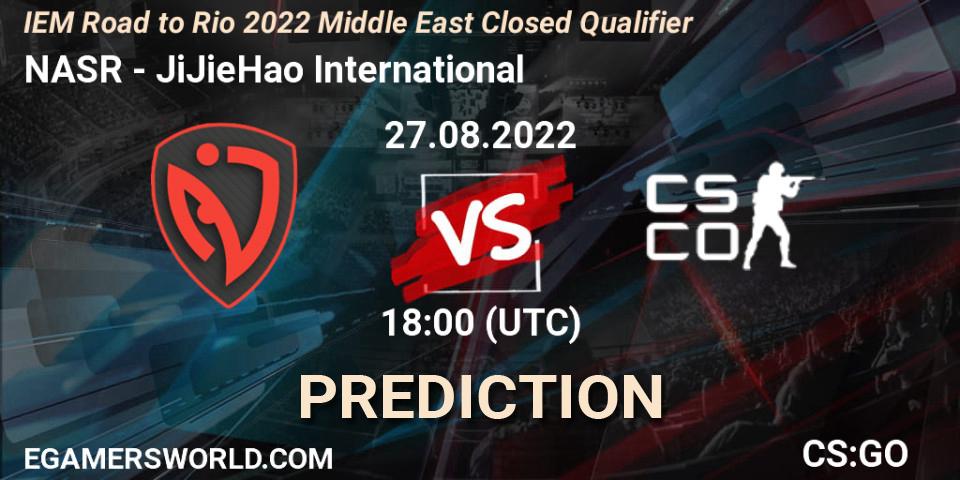 Prognoza NASR - JiJieHao International. 27.08.2022 at 18:00, Counter-Strike (CS2), IEM Road to Rio 2022 Middle East Closed Qualifier