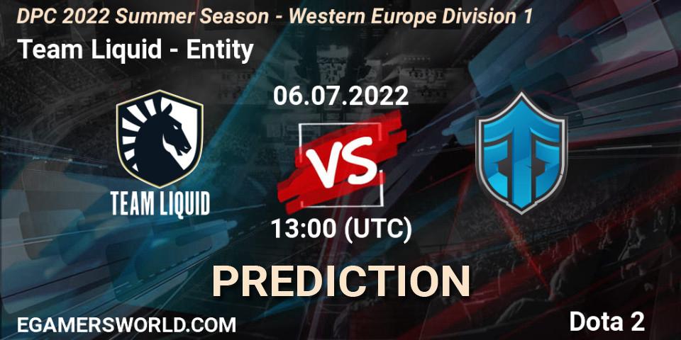 Prognoza Team Liquid - Entity. 06.07.2022 at 12:56, Dota 2, DPC WEU 2021/2022 Tour 3: Division I