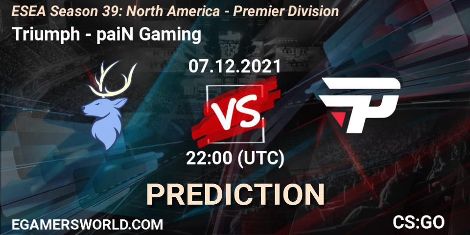 Prognoza Triumph - paiN Gaming. 07.12.21, CS2 (CS:GO), ESEA Season 39: North America - Premier Division