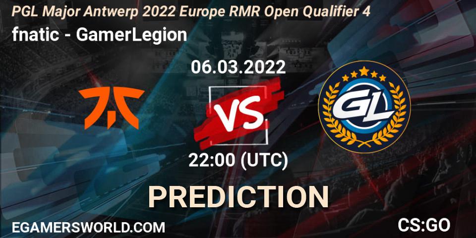Prognoza fnatic - GamerLegion. 06.03.2022 at 22:00, Counter-Strike (CS2), PGL Major Antwerp 2022 Europe RMR Open Qualifier 4