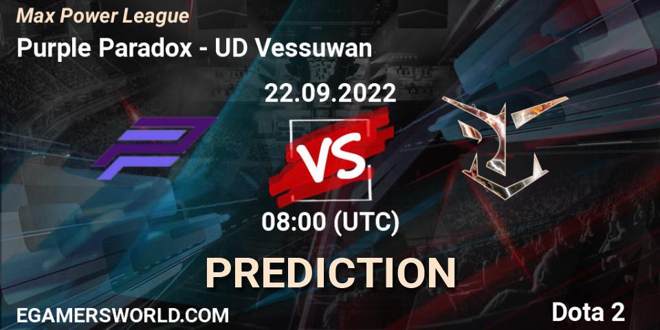 Prognoza Purple Paradox - UD Vessuwan. 22.09.22, Dota 2, Max Power League