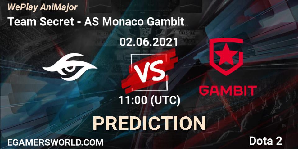 Prognoza Team Secret - AS Monaco Gambit. 02.06.2021 at 11:42, Dota 2, WePlay AniMajor 2021