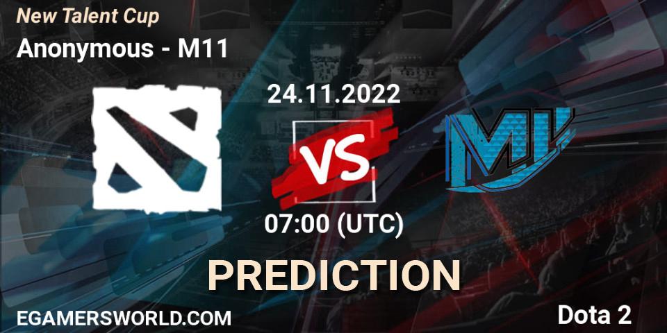 Prognoza Anonymous - M11. 24.11.2022 at 07:00, Dota 2, New Talent Cup