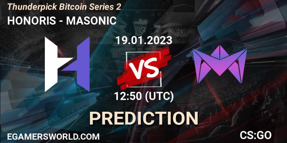 Prognoza HONORIS - MASONIC. 19.01.23, CS2 (CS:GO), Thunderpick Bitcoin Series 2