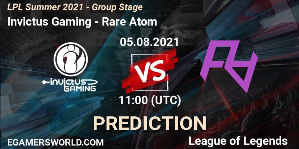 Prognoza Invictus Gaming - Rare Atom. 05.08.21, LoL, LPL Summer 2021 - Group Stage