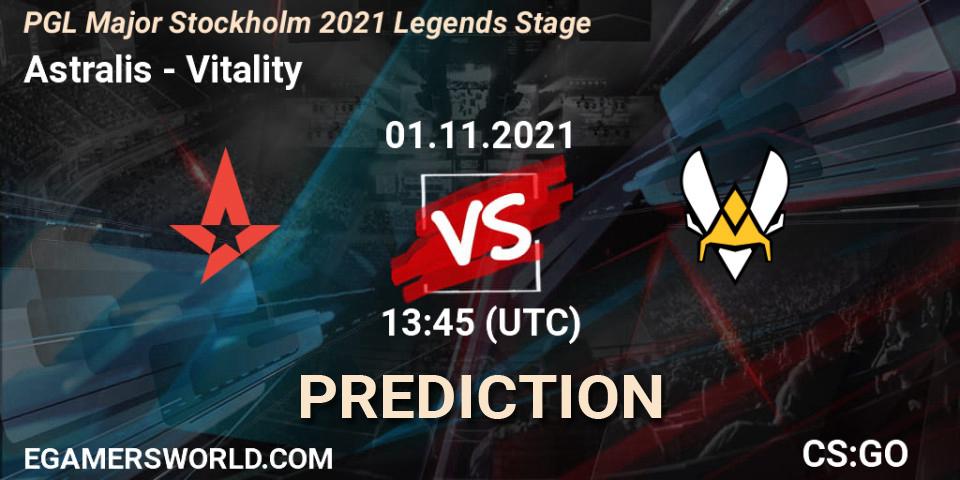 Prognoza Astralis - Vitality. 01.11.2021 at 13:15, Counter-Strike (CS2), PGL Major Stockholm 2021 Legends Stage