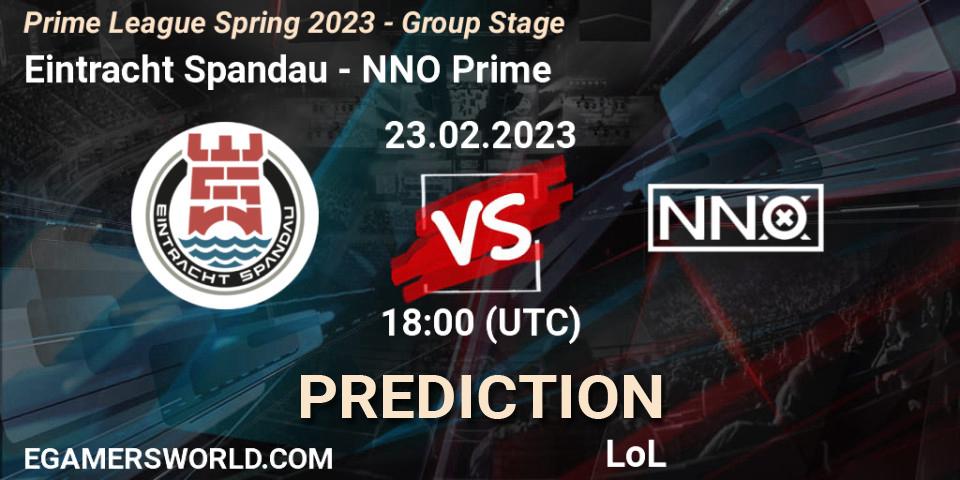 Prognoza Eintracht Spandau - NNO Prime. 23.02.2023 at 19:00, LoL, Prime League Spring 2023 - Group Stage