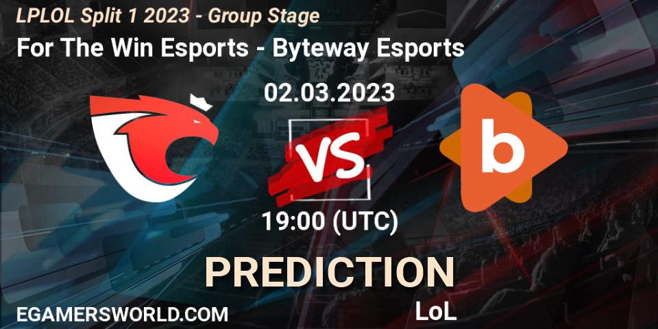 Prognoza For The Win Esports - Byteway Esports. 02.02.2023 at 19:00, LoL, LPLOL Split 1 2023 - Group Stage