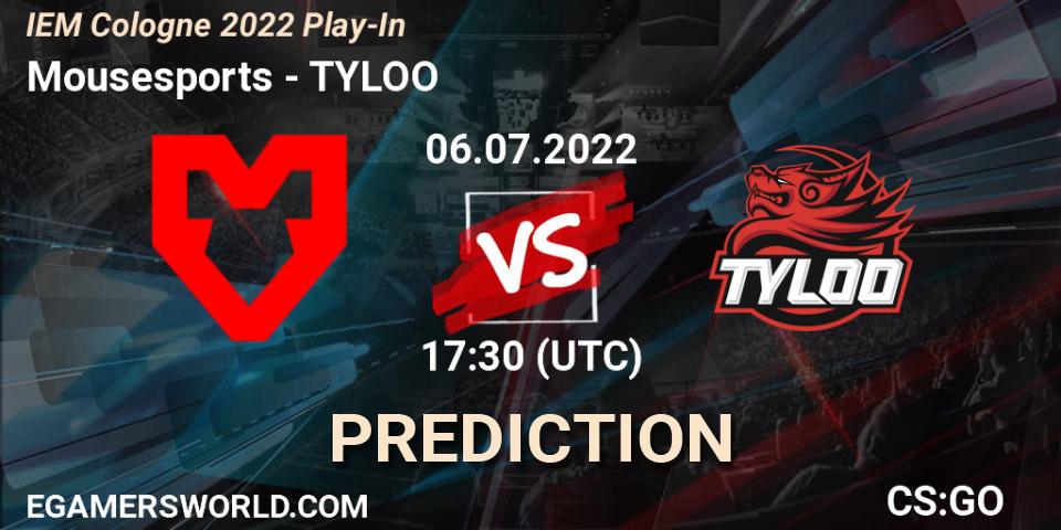 Prognoza Mousesports - TYLOO. 06.07.22, CS2 (CS:GO), IEM Cologne 2022 Play-In