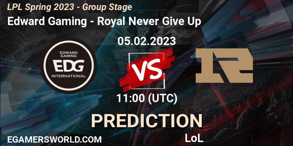 Prognoza Edward Gaming - Royal Never Give Up. 05.02.23, LoL, LPL Spring 2023 - Group Stage