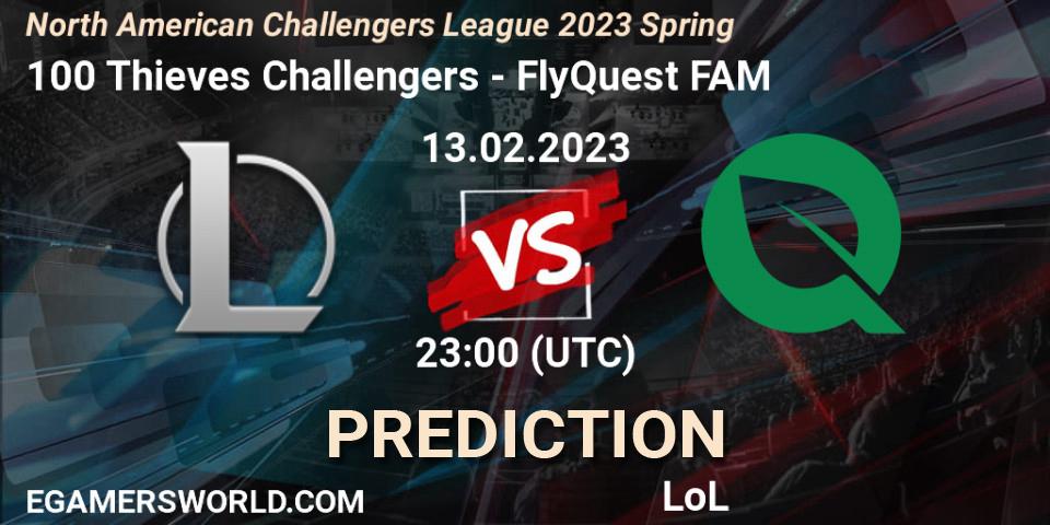 Prognoza 100 Thieves Challengers - FlyQuest FAM. 13.02.23, LoL, NACL 2023 Spring - Group Stage