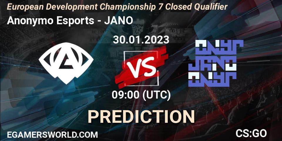 Prognoza Anonymo Esports - JANO. 30.01.23, CS2 (CS:GO), European Development Championship 7 Closed Qualifier