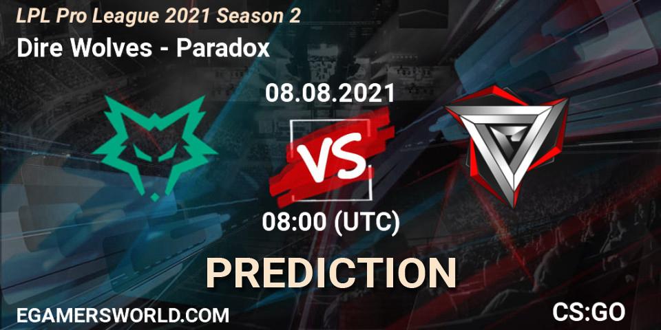 Prognoza Dire Wolves - Paradox. 08.08.2021 at 05:00, Counter-Strike (CS2), LPL Pro League 2021 Season 2