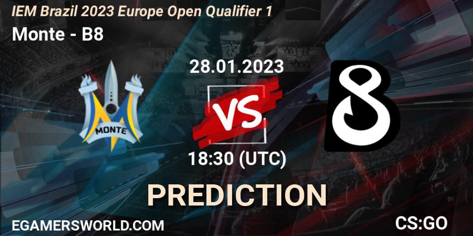 Prognoza Monte - B8. 28.01.2023 at 18:30, Counter-Strike (CS2), IEM Brazil Rio 2023 Europe Open Qualifier 1
