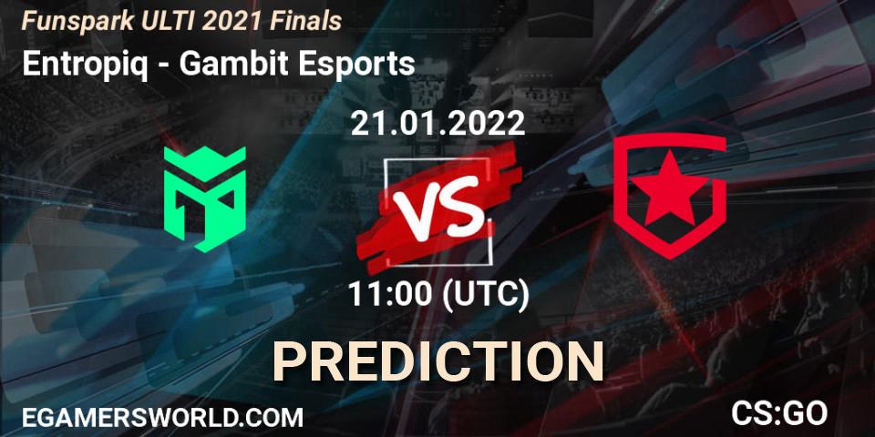 Prognoza Entropiq - Gambit Esports. 21.01.2022 at 11:00, Counter-Strike (CS2), Funspark ULTI 2021 Finals