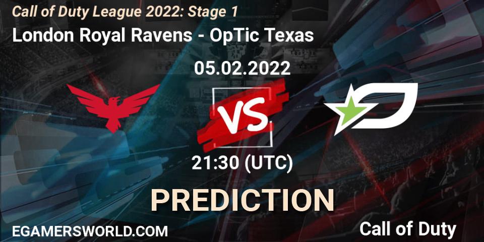 Prognoza London Royal Ravens - OpTic Texas. 05.02.22, Call of Duty, Call of Duty League 2022: Stage 1