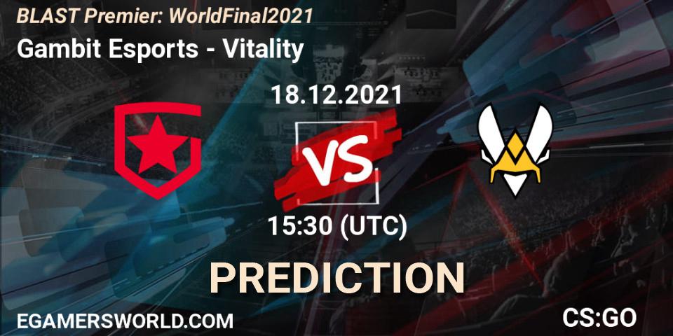 Prognoza Gambit Esports - Vitality. 18.12.2021 at 15:30, Counter-Strike (CS2), BLAST Premier: World Final 2021