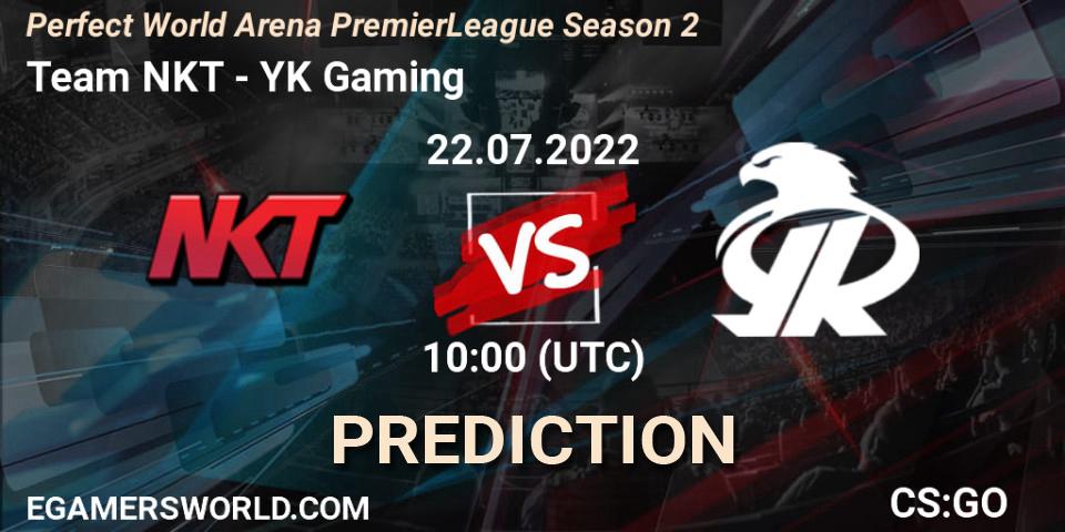 Prognoza Team NKT - YK Gaming. 22.07.2022 at 10:10, Counter-Strike (CS2), Perfect World Arena Premier League Season 2