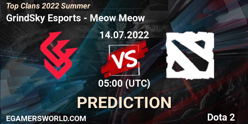Prognoza GrindSky Esports - Meow Meow. 14.07.2022 at 05:04, Dota 2, Top Clans 2022 Summer