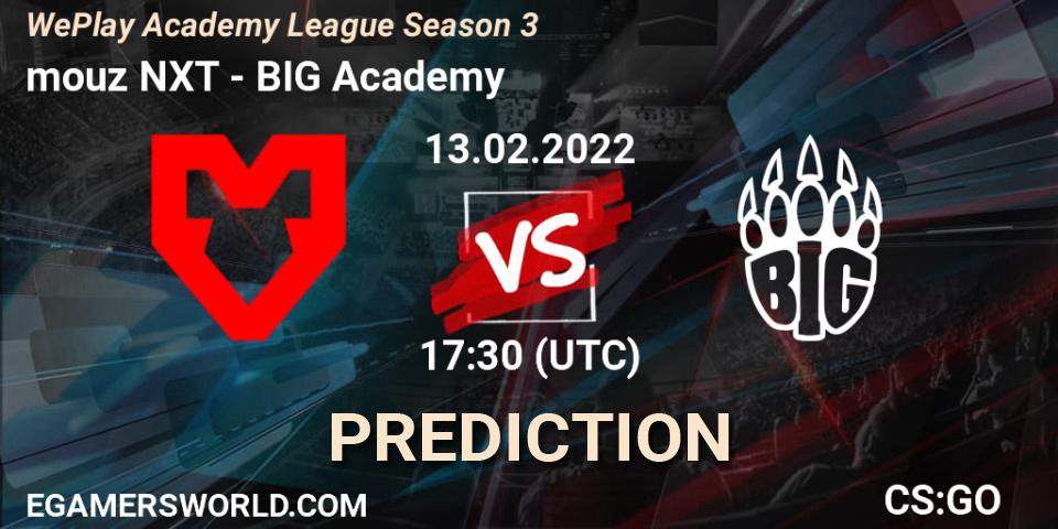 Prognoza mouz NXT - BIG Academy. 13.02.2022 at 17:30, Counter-Strike (CS2), WePlay Academy League Season 3 Finals