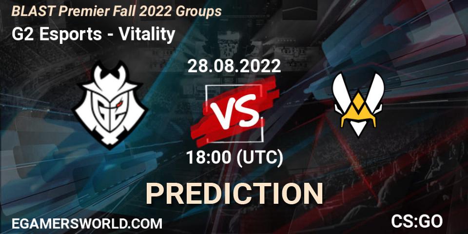 Prognoza G2 Esports - Vitality. 28.08.2022 at 19:15, Counter-Strike (CS2), BLAST Premier Fall 2022 Groups