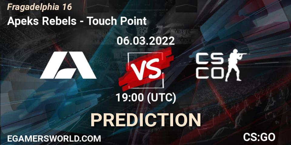 Prognoza Apeks Rebels - Touch Point. 06.03.2022 at 19:25, Counter-Strike (CS2), Fragadelphia 16