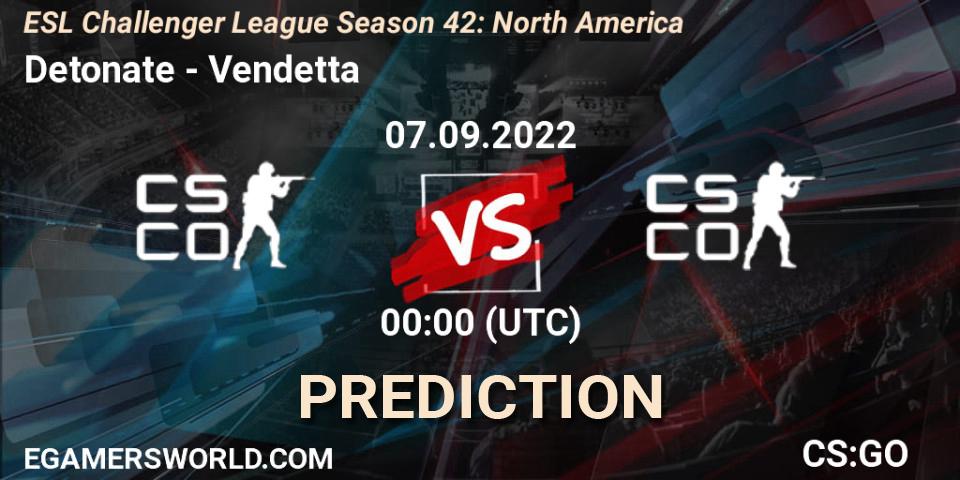 Prognoza Detonate - Vendetta. 24.09.22, CS2 (CS:GO), ESL Challenger League Season 42: North America