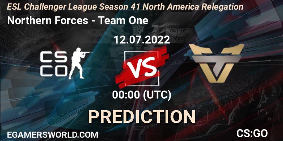 Prognoza Northern Forces - Team One. 12.07.2022 at 00:00, Counter-Strike (CS2), ESL Challenger League Season 41 North America Relegation