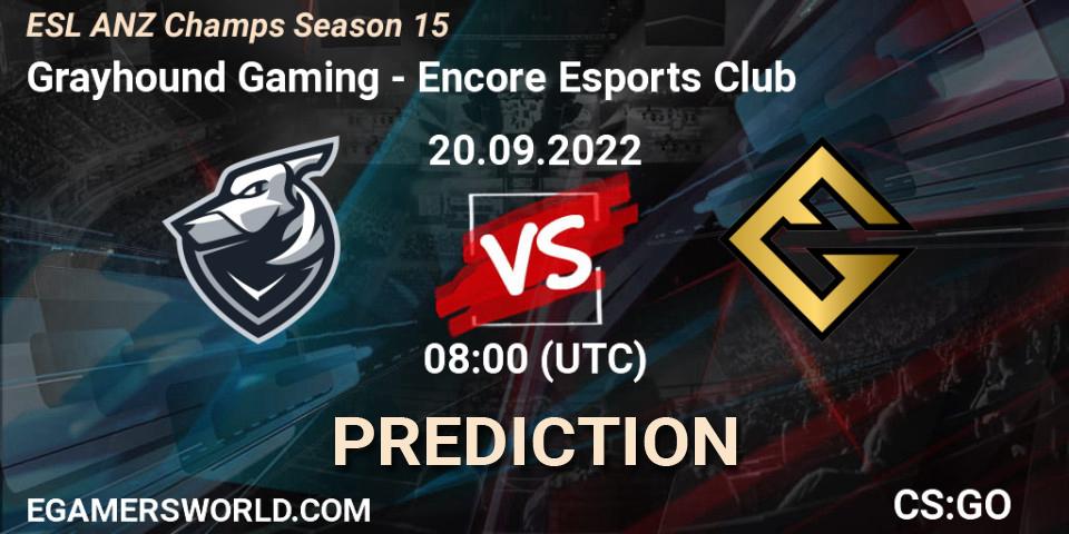 Prognoza Grayhound Gaming - Encore Esports Club. 20.09.2022 at 08:00, Counter-Strike (CS2), ESL ANZ Champs Season 15